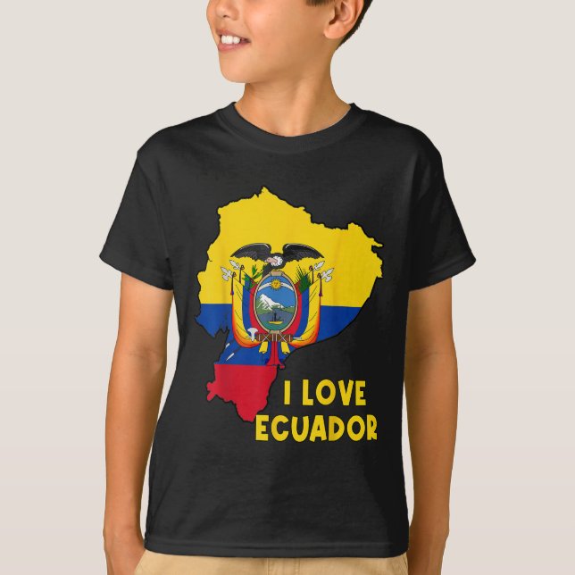 I Kärlek Quito Hej Ecuador Karta Flagga Proud Ecua T Shirt (Framsida)