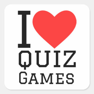 I kärlek quiz-spel fyrkantigt klistermärke