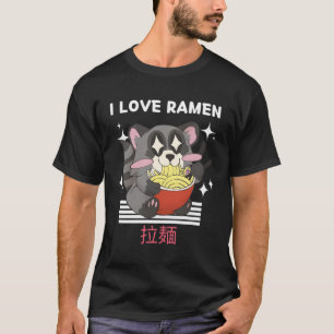 I Kärlek Ra Kawaii Raccoon Eats Ra Japane T Shirt
