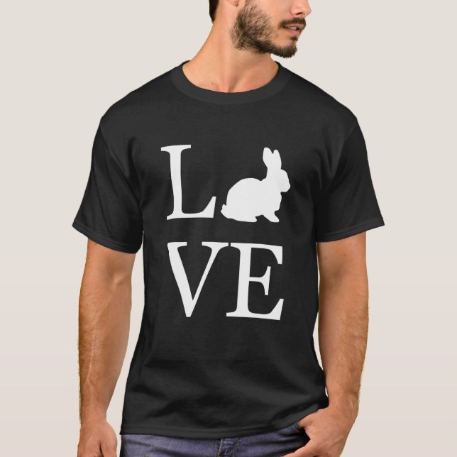 I Kärlek Rabbit Bunny Silhouette Animal Lover Whit T Shirt (Framsida)