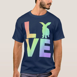 I Kärlek Rabbits Rainbow Rabbit Silhouette BACK T Shirt