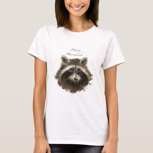 I kärlek Raccoons, Quote, Cute Animal Collection T Shirt (Framsida)