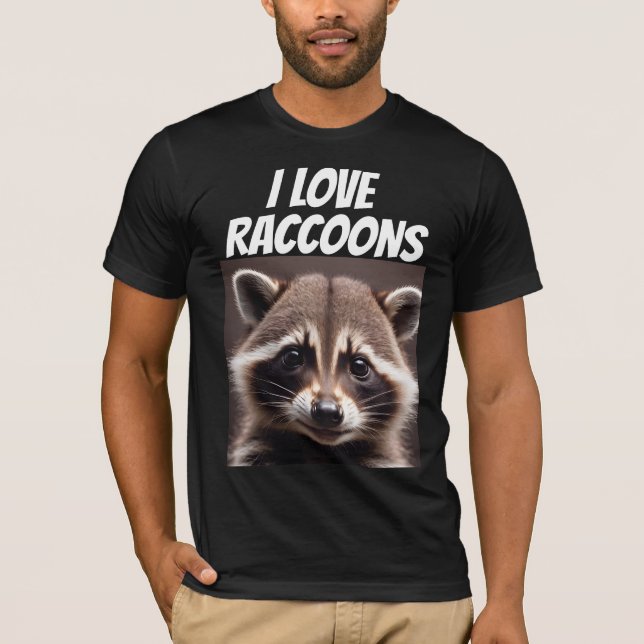 I kärlek Raccoons Raccoon Älskare T-Shirts (Framsida)