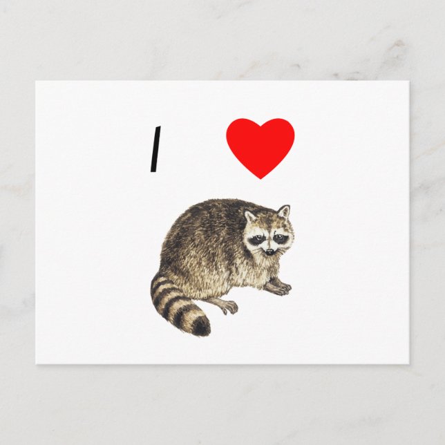 I Kärlek Raccoons Vykort (Framsida)