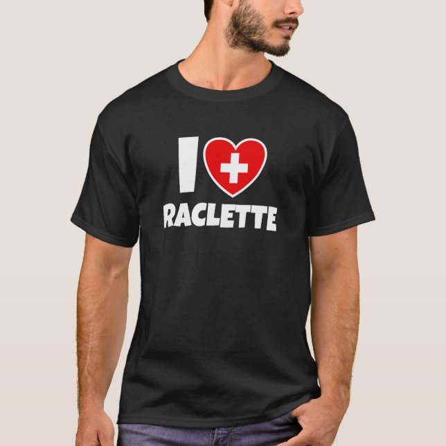I Kärlek Raclette med Schweiz Flagga och han T Shirt (Framsida)