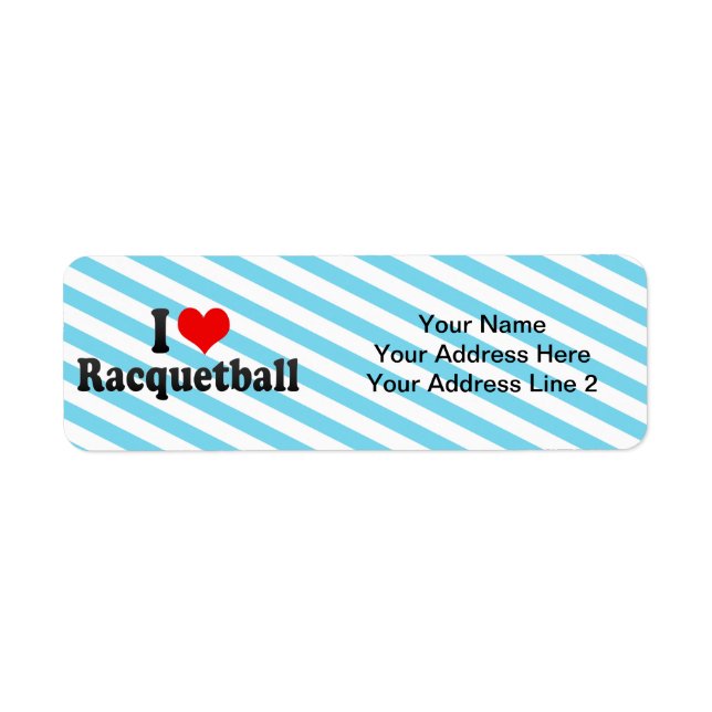 I Kärlek Racquetball Returadress Etikett (Framsidan)