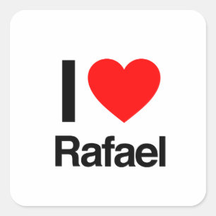 i kärlek rafael fyrkantigt klistermärke