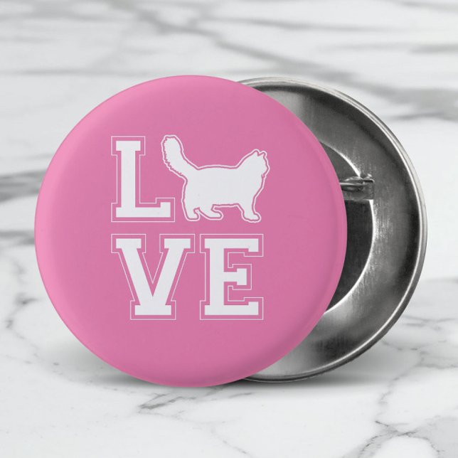 I Kärlek Ragdoll Cats fold Typography Rosa Knapp (I Love Ragdoll Cats!  Show your affection with this cute Button design!)