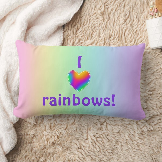 I Kärlek Rainbows Heart Lumbar Pillow Lumbarkudde (Filt)