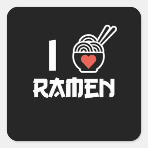 I Kärlek Ramen Anime Kawaii Ramen Noodles Älskare Fyrkantigt Klistermärke