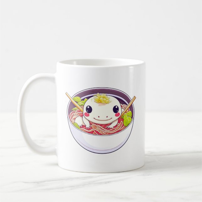 I Kärlek Ramen Axolotl Pun Kaffemugg (Vänster)