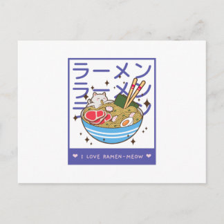 I Kärlek Ramen Meow - Ramen Cat Vykort