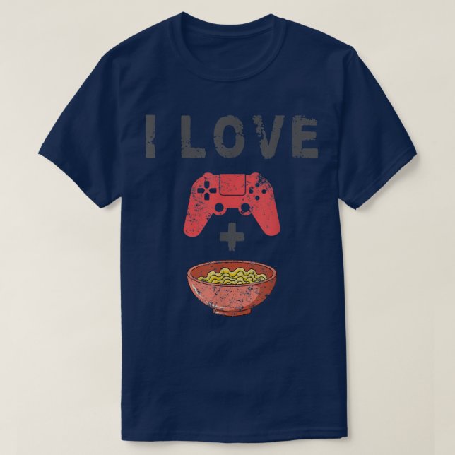 I Kärlek Ramen och Gamer i Retro Noodles.  T Shirt (Design framsida)