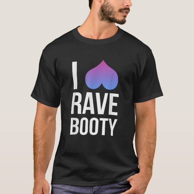 I Kärlek Rave Booty Heart Rave Toppar T Shirt (Framsida)