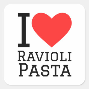 I kärlek ravioli pasta fyrkantigt klistermärke