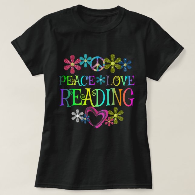 I Kärlek Reading Shirt Bok Älskare Gift Reading Kl T (Design framsida)