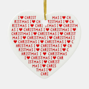 I Kärlek Red Heart Shape God Helgdag Julgransprydnad Keramik
