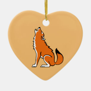 I kärlek Red VARGS - Animal Lover -Wildlife Julgransprydnad Keramik