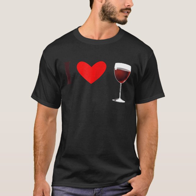 I Kärlek Red Vin som dricker Tee Shirt (Framsida)