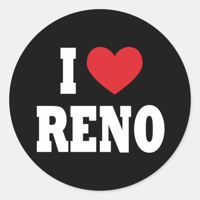 I Kärlek Reno Sticker Runt Klistermärke (Framsida)