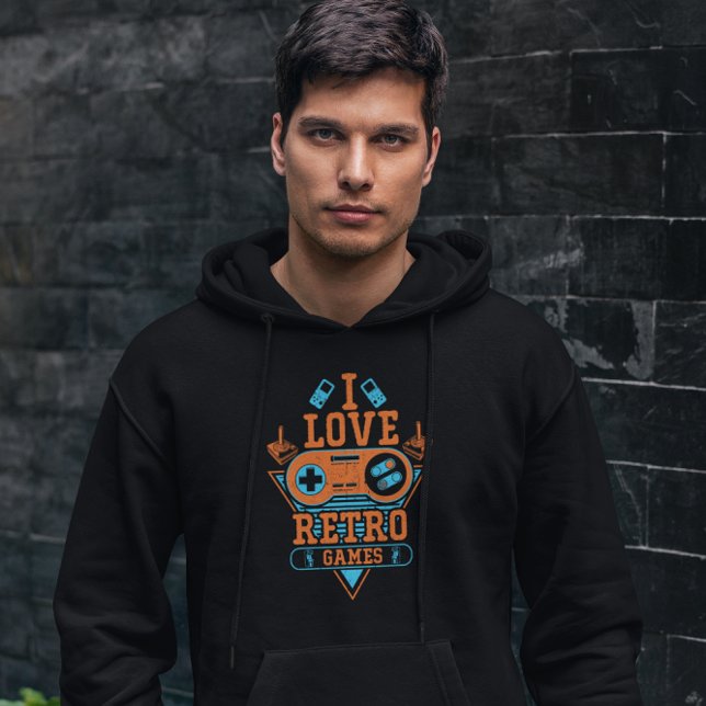 I Kärlek Retro Games - Vintage Gamer Hoodie (Skapare uppladdad)