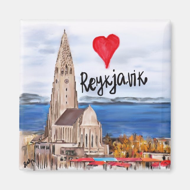 i kärlek Reykjavik Magnet (Framsidan)