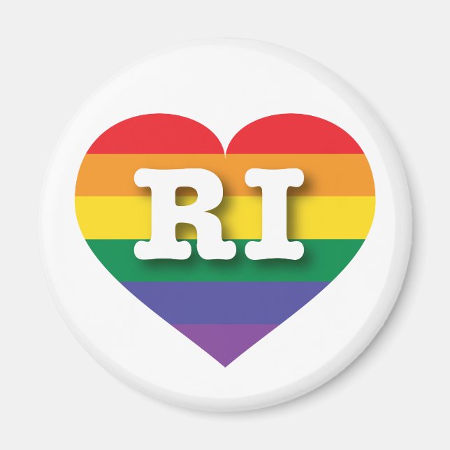 I kärlek Rhode island Gay pride Rainbow Heart Magnet (Framsidan)