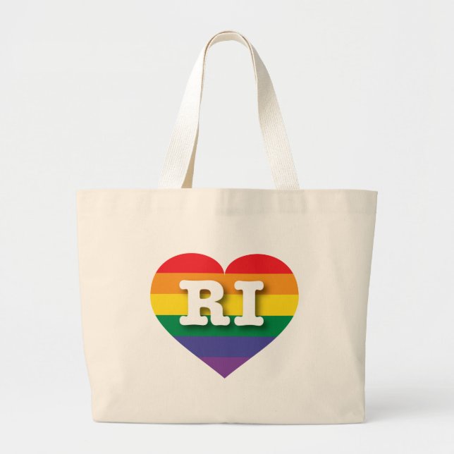 I Kärlek Rhode island Rainbow Heart Jumbo Tygkasse (Framsidan)