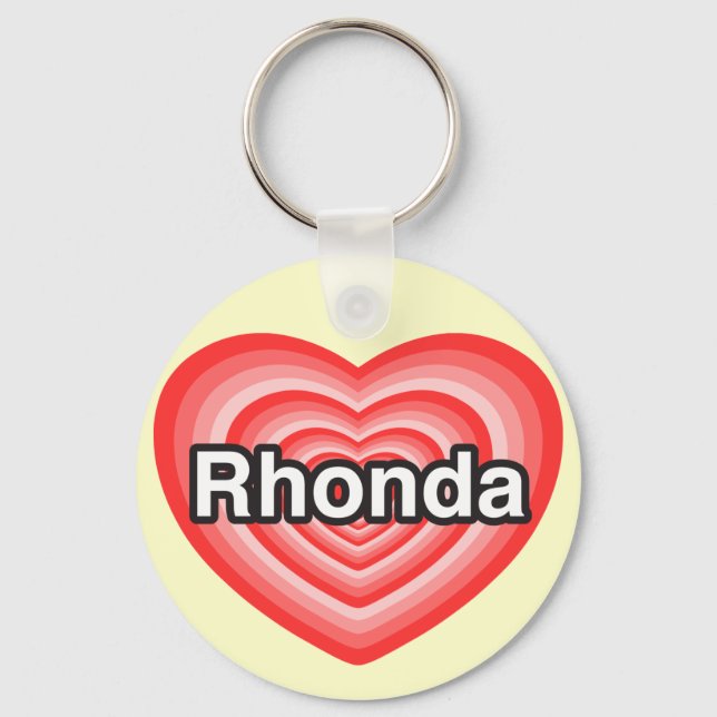 I kärlek Rhonda. Jag kärlek du Rhonda. Hjärta Nyckelring (Framsida)