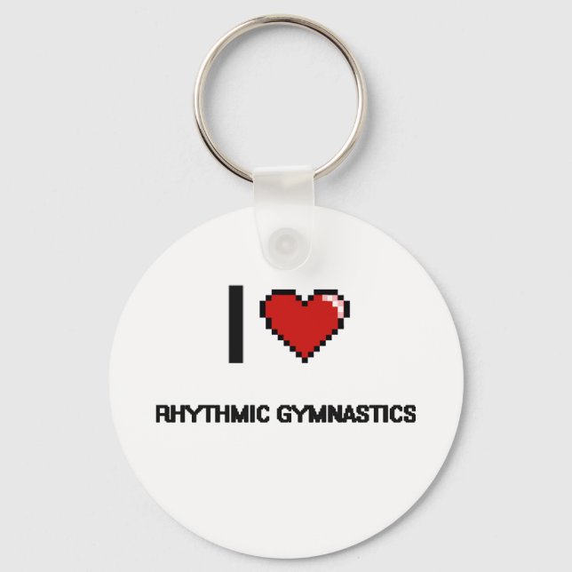I Kärlek Rhythmic Gymnastics Digital Retro Design Nyckelring (Framsida)