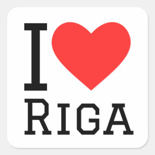 I kärlek riga fyrkantigt klistermärke