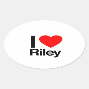 i kärlek riley ovalt klistermärke