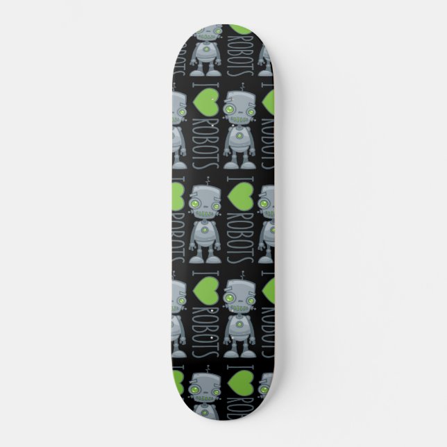 I Kärlek Robots Mini Skateboard Bräda 18,5 Cm (Framsida)