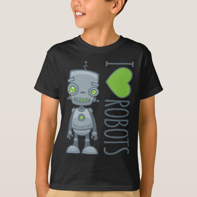 I Kärlek Robots T Shirt (Framsida)