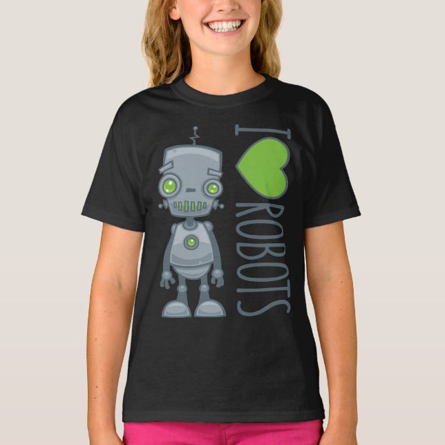 I Kärlek Robots T Shirt (Framsida)