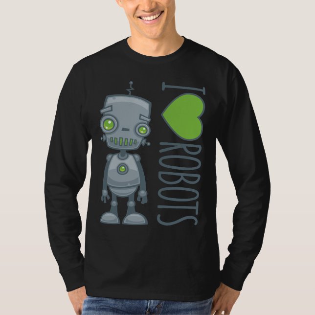 I Kärlek Robots T Shirt (Framsida)