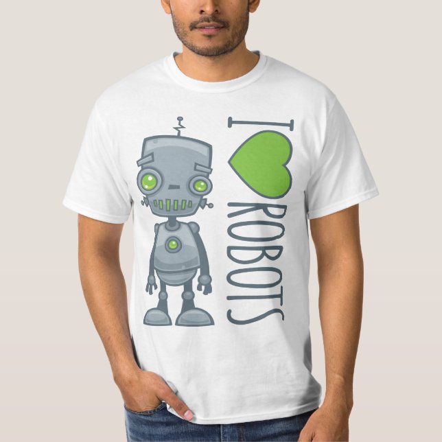 I Kärlek Robots T Shirt (Framsida)