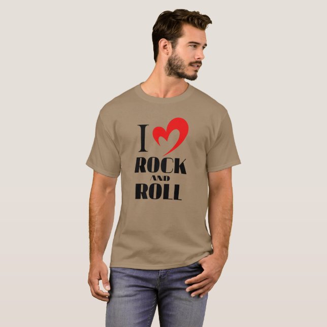 I Kärlek Rock and roll Music Music Music Valentine T Shirt (Hel framsida)