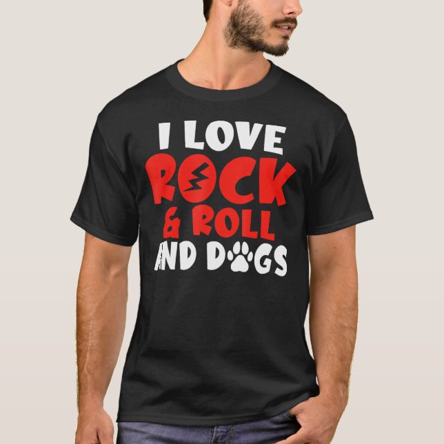 I kärlek Rock and roll och Hundar Rocker T Shirt (Framsida)