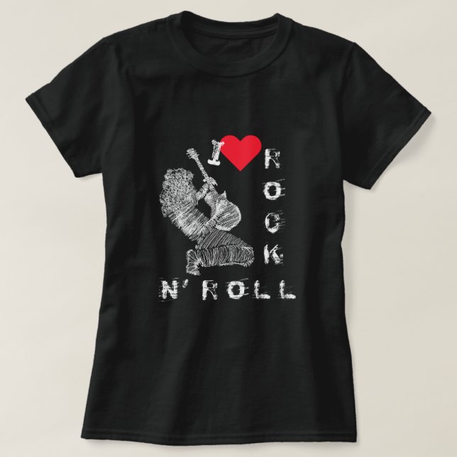 I Kärlek Rock and roll T-Shirt Sten Guitar Player (Design framsida)