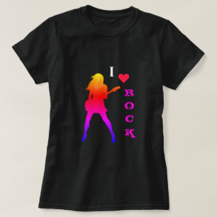 I Kärlek Rock musik T-Shirt med Guitar Player Girl