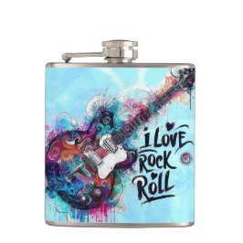 I Kärlek Rock N Roll Electric Guitar Music Art Blu Fickplunta