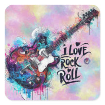 I Kärlek Rock N Roll Electric Guitar Music Art Blu