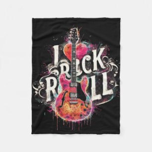 I Kärlek Rock N Roll Electric Guitar Painting Fleecefilt