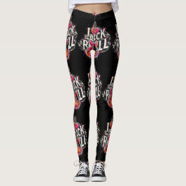 I Kärlek Rock N Roll Electric Guitar Painting Leggings