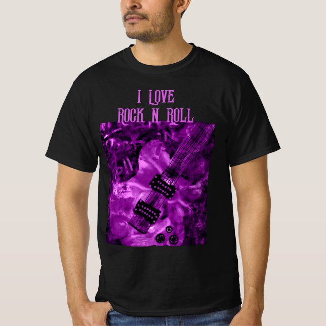 I Kärlek Rock N Roll Electric Guitar Painting Lila T Shirt (Framsida)