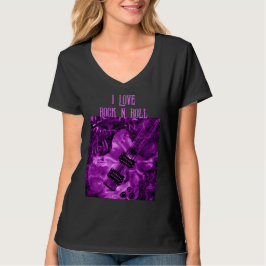 I Kärlek Rock N Roll Electric Guitar Painting Lila T Shirt