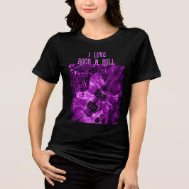 I Kärlek Rock N Roll Electric Guitar Painting Lila T Shirt