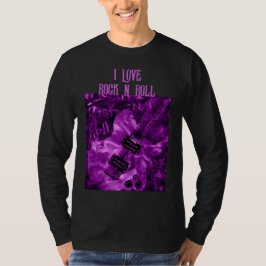 I Kärlek Rock N Roll Electric Guitar Painting Lila T Shirt