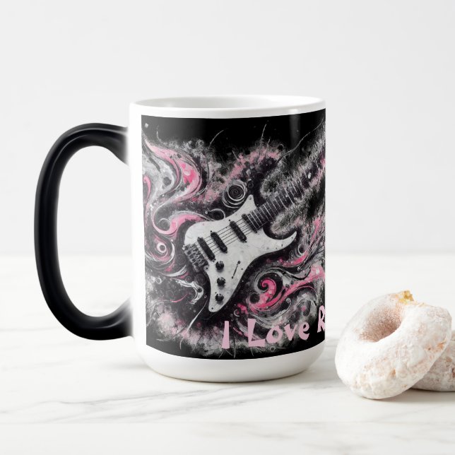 I Kärlek Rock N Roll Electric Guitar Painting Magisk Mugg (Med munk)